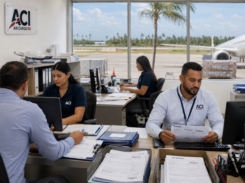 Equipo de ACI RD verificando documentación de importación
